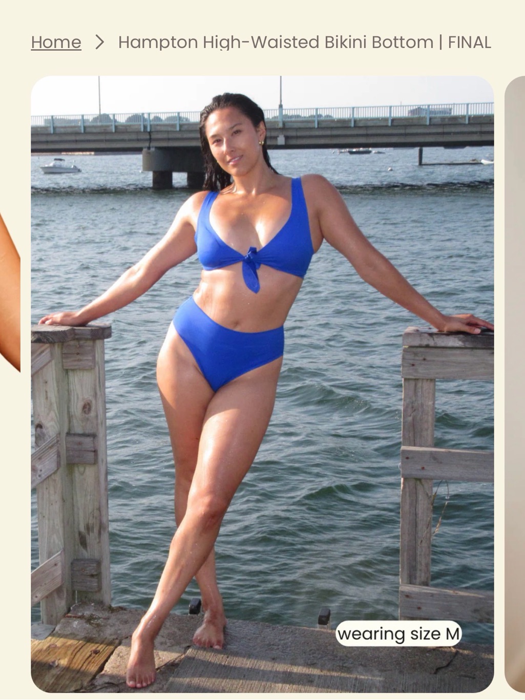 Onewith Hampton High-Waisted Bikini Bottom In Bright Blue — image 7 of 8